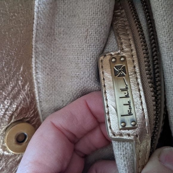 NICOLE Miller Metallic Leather Clutch with Woven Detail - Picture 2 of 8